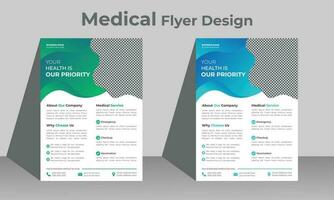 Medical flyer design template or creative brochure design vector