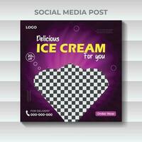 especial delicioso hielo crema social medios de comunicación enviar y web bandera modelo vector