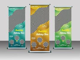 Professional Travel Roll Up Banner Design Template vector