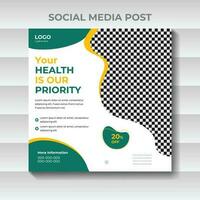 Medical social media post design template vector