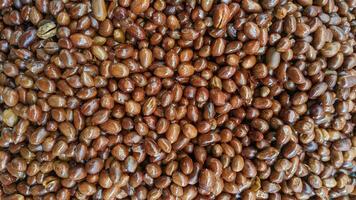 Full frame of tasty fried peeled peanuts placed in a pile on the surface photo