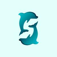 Modern letter S dolphin logo illustration design vector