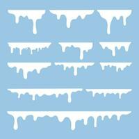 White melting drips paint collection. melt drips paint abstract liquid vector elements. border and drips ink set