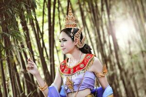 Beautiful Thai girl in Thai traditional costume photo