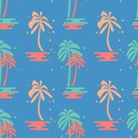 Palm tree seamless pattern. Psychedelic paradise background. Flat design. Vector. vector