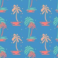 Palm tree seamless pattern. Psychedelic paradise background. Flat design. Vector. vector