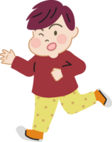 Happy cute kid cartoon character doodle hand drawn design for decoration. png