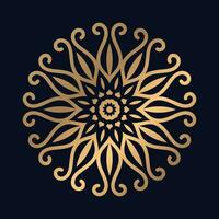 Gold Color Floral Round Ornament. Oriental Pattern mandala design vector