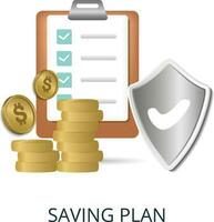 Saving Plan icon. 3d illustration from banking collection. Creative Saving Plan 3d icon for web design, templates, infographics and more vector