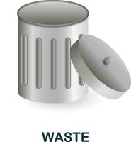 Waste icon. 3d illustration from climate change collection. Creative Waste 3d icon for web design, templates, infographics and more vector