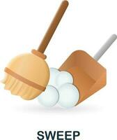 Sweep icon. 3d illustration from cleaning collection. Creative Sweep 3d icon for web design, templates, infographics and more vector