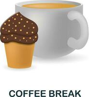 Coffee Break icon. 3d illustration from coffee collection. Creative Coffee Break 3d icon for web design, templates, infographics and more vector