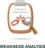 Weakness Analysis icon. 3d illustration from corporate development collection. Creative Weakness Analysis 3d icon for web design, templates, infographics and more vector