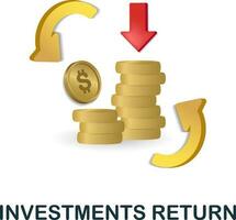 Investments Return icon. 3d illustration from crowdfunding collection. Creative Investments Return 3d icon for web design, templates, infographics and more vector