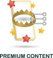 Premium Content icon. 3d illustration from content marketing collection. Creative Premium Content 3d icon for web design, templates, infographics and more vector