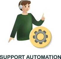 Support Automation icon. 3d illustration from customer relationship collection. Creative Support Automation 3d icon for web design, templates, infographics and more vector