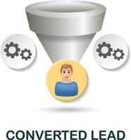 Converted Lead icon. 3d illustration from customer relationship collection. Creative Converted Lead 3d icon for web design, templates, infographics and more vector