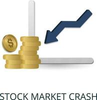 Stock Market Crash icon. 3d illustration from economic crisis collection. Creative Stock Market Crash 3d icon for web design, templates, infographics and more vector