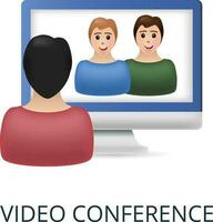 Video Conference icon. 3d illustration from internet of things collection. Creative Video Conference 3d icon for web design, templates, infographics and more vector