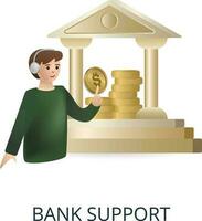 Bank Support icon. 3d illustration from banking collection. Creative Bank Support 3d icon for web design, templates, infographics and more vector