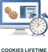 Cookies Lifetime icon. 3d illustration from affiliate marketing collection. Creative Cookies Lifetime 3d icon for web design, templates, infographics and more vector