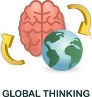 global pensando icono. 3d ilustración desde cerebro proceso recopilación. creativo global pensando 3d icono para web diseño, plantillas, infografia y más vector