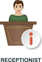 Receptionist icon. 3d illustration from company management collection. Creative Receptionist 3d icon for web design, templates, infographics and more vector