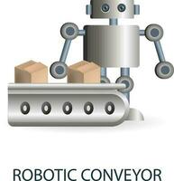 Robotic Conveyor icon. 3d illustration from artificial intelligence collection. Creative Robotic Conveyor 3d icon for web design, templates, infographics and more vector