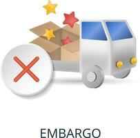 Embargo icon. 3d illustration from economic crisis collection. Creative Embargo 3d icon for web design, templates, infographics and more vector