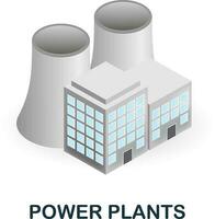 Power Plants icon. 3d illustration from climate change collection. Creative Power Plants 3d icon for web design, templates, infographics and more vector