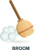 Broom icon. 3d illustration from cleaning collection. Creative Broom 3d icon for web design, templates, infographics and more vector