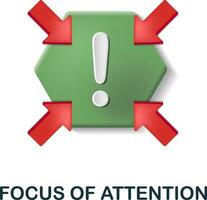 Focus Of Attention icon. 3d illustration from cognitive skills collection. Creative Focus Of Attention 3d icon for web design, templates, infographics and more vector