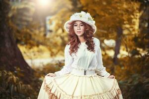 Beautiful lady in vintage outfit photo