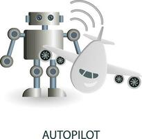 Autopilot icon. 3d illustration from artificial intelligence collection. Creative Autopilot 3d icon for web design, templates, infographics and more vector