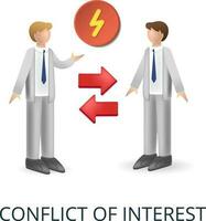 Conflict Of Interest icon. 3d illustration from business plan collection. Creative Conflict Of Interest 3d icon for web design, templates, infographics and more vector