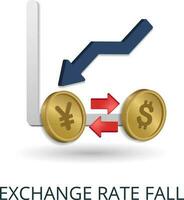 Exchange Rate Fall icon. 3d illustration from economic crisis collection. Creative Exchange Rate Fall 3d icon for web design, templates, infographics and more vector