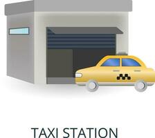 Taxi Station icon. 3d illustration from small business collection. Creative Taxi Station 3d icon for web design, templates, infographics and more vector