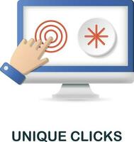 Unique Clicks icon. 3d illustration from affiliate marketing collection. Creative Unique Clicks 3d icon for web design, templates, infographics and more vector