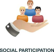 Social Participation icon. 3d illustration from crowdfunding collection. Creative Social Participation 3d icon for web design, templates, infographics and more vector