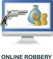 Online Robbery icon. 3d illustration from cybercrime collection. Creative Online Robbery 3d icon for web design, templates, infographics and more vector