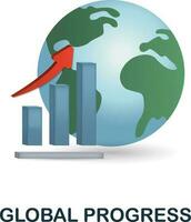 Global Progress icon. 3d illustration from business training collection. Creative Global Progress 3d icon for web design, templates, infographics and more vector