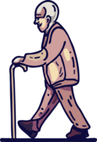 Old person is walking png graphic clipart design