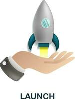 Launch icon. 3d illustration from crowdfunding collection. Creative Launch 3d icon for web design, templates, infographics and more vector