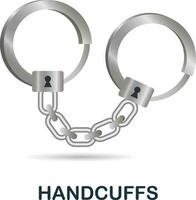 Handcuffs icon. 3d illustration from crime collection. Creative Handcuffs 3d icon for web design, templates, infographics and more vector