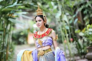 Beautiful Thai girl in Thai traditional costume photo