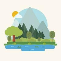 Vector mountaint forest background illustration