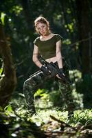 Special force with the gun in the jungle photo