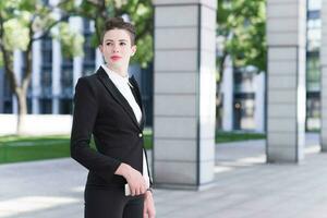 Modern business woman showing confident photo