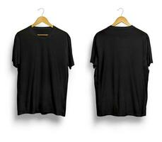 Blank black t-shirt mockup front and back view photo