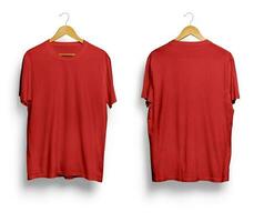 blank red t-shirt mockup, front and back view photo